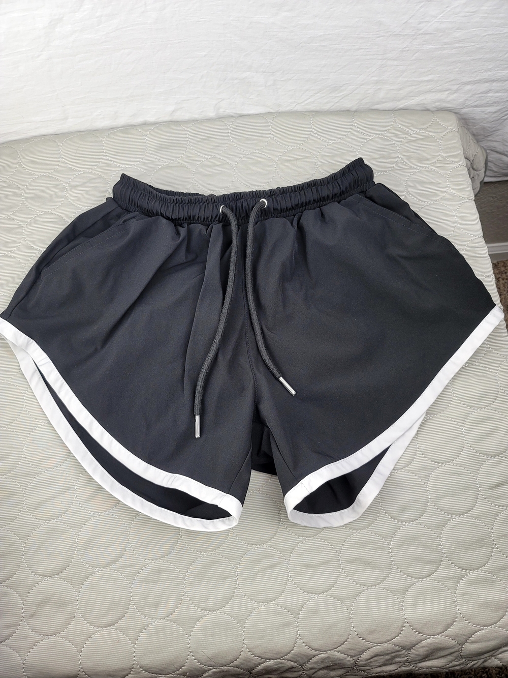 American Bazi Black Athletic Shorts with White Trim